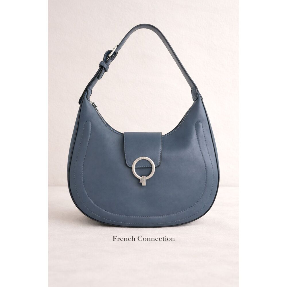 French Connection Hobo Bag Blue Ring Closure NWT Zip Flap Legion Blue